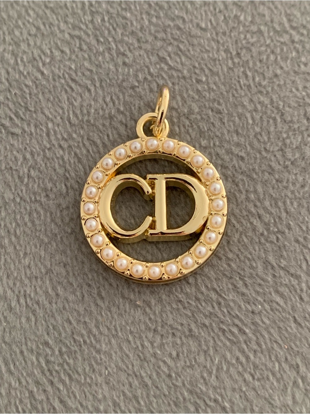 Elegant Upcycled Gold Circular Initial Pendant with Pearl Accents